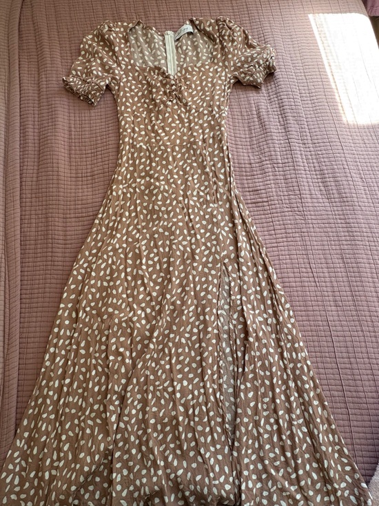Petal & Pup Dresses & Skirts - Petal & Pup Brown Maxi Dress with White Polka Dot Print